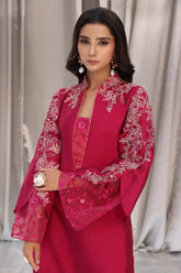 Musferah Saad - Cherry Wine - Magenta - Tissue Silk, Kimkhab & Net - 3 Piece
